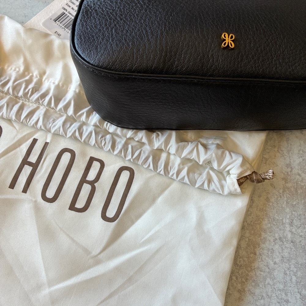 Hobo Rosa Crossbody Pebbled Black Leather Gold Chain Strap - Picture 6 of 16